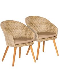 Merxx, Merxx Gartenstuhl &raquo;Arrone&laquo; (Set) 2 Stk.2er Set, Alu/Polyrattan/Akazie, beige, inkl. Auflage, beige, Rattan, B/H/T: 66 cm x 82 cm x 61 cm