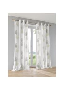 Kutti, Vorhang &raquo;Belinda&laquo; &Ouml;sen 1 Stk. tlg. Gardine, halbtransparent, Ausbrenner, bedruckt, Viskose-Polyester, wei&szlig;, gr&uuml;n, Ausbrenner, Polyester, 