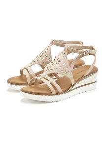Lascana , Sandalette »Sommerschuh« Sandalette, Sommerschuh mit Keilabsatz gepolsterter Innensohle VEGAN , beige , Mit besonders weicher und...