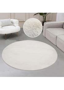 Fellteppich »Balu, Kunstfell Teppich, Modern« rund 20 mm Höhe Kaninchenfell-Haptik, Langflor, Schlafzimmer, Wohnzimmer, Kinderzimmer , beige , my...