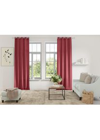 Vorhang »Parry« Ösen 2 Stk. tlg. 2-er Set, blickdicht, monochrom, basic , rot , my home , Obermaterial: 100% Polyester