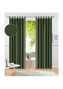 Vorhang »Parry« Schlaufen 2 Stk. tlg. 2-er Set, blickdicht, monochrom, basic , grün , my home , Obermaterial: 100% Polyester