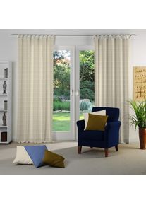 WIRTH, Vorhang &raquo;Toco-Karo&laquo; Schlaufen 1 Stk. tlg., beige, Chenille, Polyacryl