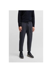 BOSS Green, Herren, BOSS Green Webhose &raquo;T Convert-Pleat&laquo; mit Zugbund und Markenlabel Bundfaltenhose Anzughose Stretchhose, dunkelblau402, 58, N-Gr, 