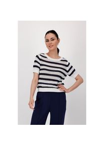 monari , Damen , Strickpullover &raquo;Pullover Ajour Ringel&laquo; mit Streifen , Pullover mit trendigen Streifen von monari