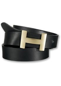 Silbergift, Unisex, Koppelg&uuml;rtel mit grafischer Schliesse, schwarz, 85, Unisexlederg&uuml;rtel von Silbergift