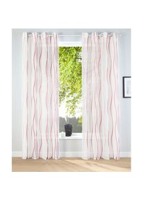 Gardine »Dimona« Ösen 2 Stk. tlg. 2-er Set, transparent, Voile, Polyester, Wellen , rosa , my home , Obermaterial: 100% Polyester