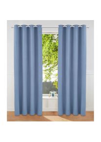 Vorhang »Parry« Ösen 2 Stk. tlg. 2-er Set, blickdicht, monochrom, basic , blau , my home , Obermaterial: 100% Polyester