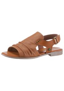 Mustang Shoes , Riemchensandale, Sommerschuh, Sandalette, Blockabsatz, mit Klettverschluss , braun , Mit Raffungen und Nieten