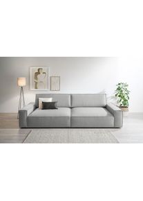 Home Affaire Big-Sofa »NEU: SHERWOOD XXL, Big-Sofa (316cm), extra tiefe Sitzfläche 95 cm« bequemer Sitzkomfort, Cord u. Leinenoptik, Kedernaht , silberfarben ,...