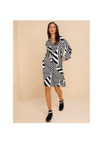 Heine , Damen , Druckkleid »Kleid« Nahttasche , schwarz-weiss , reine Viskose