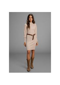 Laura Scott, Unisex, Strickkleid Ohne Taschen mit s&uuml;ssem Puff&auml;rmel und Stehkragen - NEUE KOLLEKTION, beige, melange, 48, N-Gr, Strickkleid in 