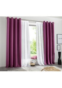 Vorhang »Raja« Ösen 2 Stk. tlg. 2er-Set, Bestseller, einfarbig, modern, pflegeleichte Mikrofaser , lila , my home , Obermaterial: 100% Polyester