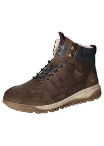 Mustang Shoes , Damen , Winterboots , Keilabsatz, Schn&uuml;rboots, Stiefelette mit Kontrastbesatz , braun , Schn&uuml;rboots mit gepolstertem Schaftrand und...