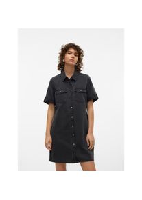 V&eacute;ro Moda Vero Moda, Unisex, Jeanskleid &raquo;VMJENNIE SS SHORT DENIM DRESS NOOS&laquo; Brusttaschen, schwarz denim, XS, N-Gr, Modisches Jeanskleid mit pflegeleichter 
