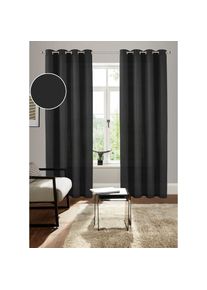 Vorhang »Lagan« Ösen 2 Stk. tlg. 2-er Set, gewebt, Microfaser, versch. Grössen, einfarbig, Bestseller , schwarz , Bruno Banani , Obermaterial: 100%...