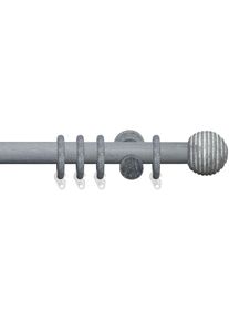 Liedeco, Gardinenstange &raquo;Terra Kugel mit Streifen&laquo; &Oslash; 28 mm 1 l&auml;ufig-l&auml;ufig Fixmass, kalkgrau, Holzwerkstoff