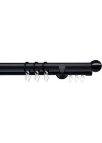 Liedeco, Gardinenstange &raquo;Stilgarnitur 20 mm Blues Kugel&laquo; &Oslash; 2 mm 2 l&auml;ufig-l&auml;ufig Fixmass Gardinenstange Komplett, schwarz, Eisen, 1 Stk.