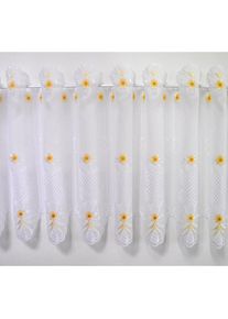 Stickereien Plauen, Scheibengardine &raquo;BL&Uuml;MCHEN&laquo; Durchzugl&ouml;cher 1 Stk. tlg., wei&szlig;, beige, Voile, Polyester