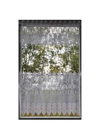 Stickereien Plauen, Scheibengardine &raquo;Blumenpanneau&laquo; Stangendurchzug 1 Stk. tlg. mit echter Plauener Spitze Stickerei, wei&szlig;, Polyester