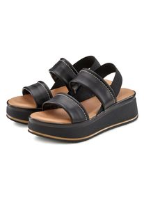 Lascana , Plateausandaletten »Sommerschuh, Sandale, Sandalette, offener Schuh,« Sandalette aus Leder mit modisch bequemer Plateausohle , schwarz ,...