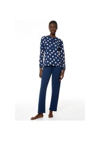 Mey , Schlafanzug »Scribbled Dots« 2 Stk. tlg., Baumwolle, modern, bequem, gerade Form, Knopfleiste, Rundhals , blau , Stilvoller Pyjama mit...