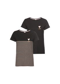 Kangaroos , Damen , T-Shirt Packung, 2er-Pack, 2 Stk. aus weicher Baumwollware , schwarz , T-Shirt im praktischen Pack - ideal für vielseitige Outfits