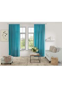 Vorhang »Parry« Kräuselband 2 Stk. tlg. 2-er Set, blickdicht, monochrom, basic, einfarbig, Bestseller , blau , my home , Obermaterial: 100% Polyester