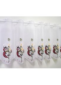 Stickereien Plauen, Scheibengardine &raquo;Marienk&auml;fer&laquo; Stangendurchzug 1 Stk. tlg., bunt, Voile, Polyester