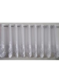 Stickereien Plauen, Scheibengardine &raquo;Anika&laquo; Durchzugl&ouml;cher 1 Stk. tlg. veredelt mit echter Plauener Spitze Stickerei, wei&szlig;, Voile, Polyester