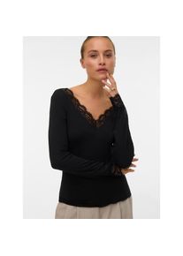 Vero Moda , Langarmshirt »VMSKYE LS V-NECK LACE TOP JRS NOOS« , schwarz , Shirt von Vero Moda