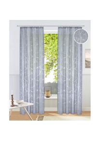 Gardine »Anna« Kräuselband 1 Stk. tlg. Viskose, Polyester, Äste-Motiv , grau , my home , Obermaterial: 70% Viskose, 30% Polyester