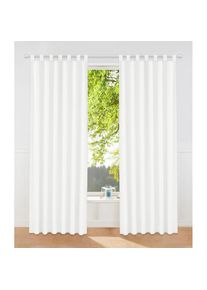 Vorhang »Raja« Schlaufen 2 Stk. tlg. 2er-Set, Bestseller, einfarbig, modern, pflegeleichte Mikrofaser , weiss , my home , Obermaterial: 100% Polyester