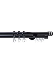 Gardinenstange »Fertigstilgarnitur 20 mm Piano Miami« Ø 2 mm 2 läufig-läufig Fixmass Gardinenstange Komplett , schwarz , Liedeco