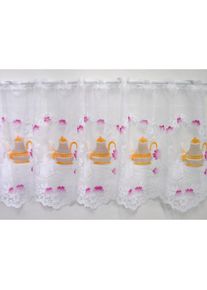 Stickereien Plauen, Scheibengardine &raquo;Panneau Kaffeeservice&laquo; Stangendurchzug 1 Stk. tlg., bunt, Jacquard, Polyester
