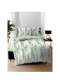 Bettw&auml;sche &raquo;Mikado&laquo; 2 Stk. tlg. , gr&uuml;n , Kaeppel , Obermaterial: 100% Baumwolle