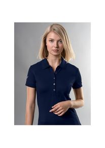 TRIGEMA , Poloshirt »Poloshirt mit Kristallsteinen« 1 Stk. tlg. , blau , Elastischer DELUXE Piqué