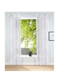 Schiebegardine »Dimona« Schlaufen 2 Stk. tlg. 2er-Set, Fertiggardine, inkl. Beschwerungsstange, Wellen , grau , my home , Obermaterial: 100% Polyester