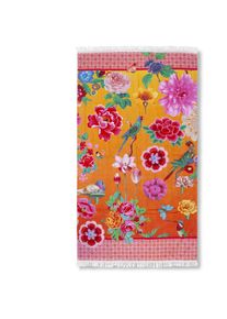 Strandtuch »Suzy« Baumwolle, Velours, 100x180, Fransen, Weich, Strand, Erwachsen, Blumen , orange , Happiness , Obermaterial: 100% Baumwolle