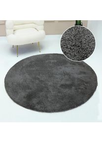 my home Hochflor-Teppich »Microfaser Teppich Magong, besonders weich, sehr feiner Flor« rund 25 mm Höhe unifarben, weiche Teppiche, Wohnzimmer,...