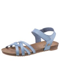 Mustang Shoes , Riemchensandale , Sommerschuh, Sandalette, Klettschuh, mit Klettverschluss-Riemchen , blau , Klassische Sandale für den Sommer!