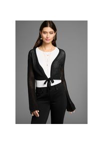 Laura Scott, Unisex, Ajourstrickjacke in Netzstrickoptik in Bolero-L&auml;nge, schwarz, 48/50, Bolero von Laura Scott