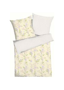 Wendebettw&auml;sche &raquo;Sadira&laquo; 2 Stk. tlg. Mit Blumenmuster , gelb , Kaeppel , Obermaterial: 100% Baumwolle