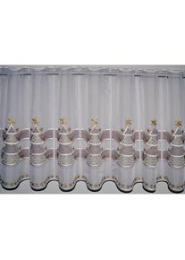 Stickereien Plauen, Scheibengardine &raquo;Goldtanne&laquo; Stangendurchzug 1 Stk. tlg. mit echter Plauener Spitze Stickerei, bunt, Voile, Polyester