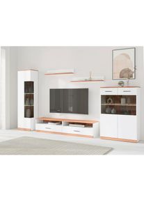 Wohnwand »Ribe Wohnwand Set-5 St.« Set, 5 Stk. tlg. Glaseinsatz aus gehärtetem Glas,Böden teilweise versetzbar , Home Affaire