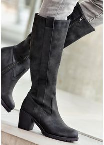 Lascana Witt Damen Weitschaftstiefel, schwarz, Gr&ouml;&szlig;e 42, 100% Leder