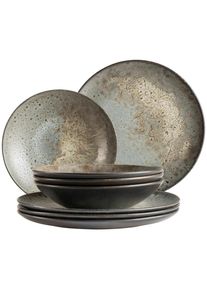 M&auml;ser M&auml;ser Tafelservice , Grau , Keramik , 8-teilig , lebensmittelecht , Geschirr, Geschirr-Sets, Tafelservice
