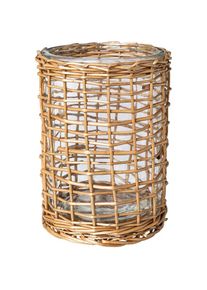 Creativ Home, Creativ home Windlicht &raquo;Kerzenhalter&laquo; mit Weiden Umzug, braun, Glas, Holz teilmassiv, B/H/T: 23 cm