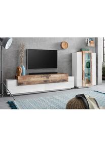 Inosign , Wohnwand »Coro, Anbauwand, Medienwand« Set, 2 Stk. tlg. Lowboard 4 Fächer, Breite 200cm und Vitrine 3 Türen, Breite 80cm , weiss , Set...