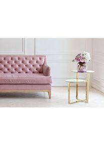 Kayoom Beistelltisch »Katris, Ausgefallenes Gestell aus stabilem Edelstahl« 1 Stk. tlg. ausgefallenes Gestelldesign aus Edelstahl, zwei Ablageflächen ,...